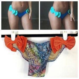 Ravish Sands Katy Bow Bikini Bottoms Leopard Print Shiny Sequin Small NWOT